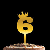 PartyCorp Gold Acrylic Number Six Digit 6 Inch Cake Topper, 1 Piece